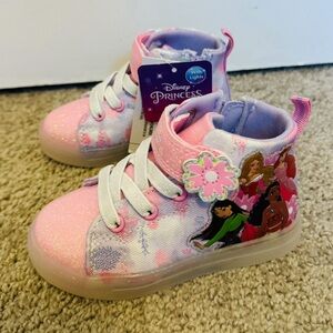 Girls Disney Princess Pink High Top Light Up Shoes Size 9